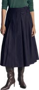 Boden Herringbone Pleated Wool Blend Midi Skirt