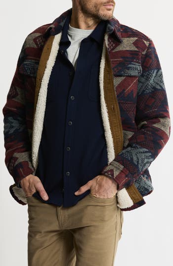 Jachs Geometric Jacquard Faux Shearling Lined Jacket