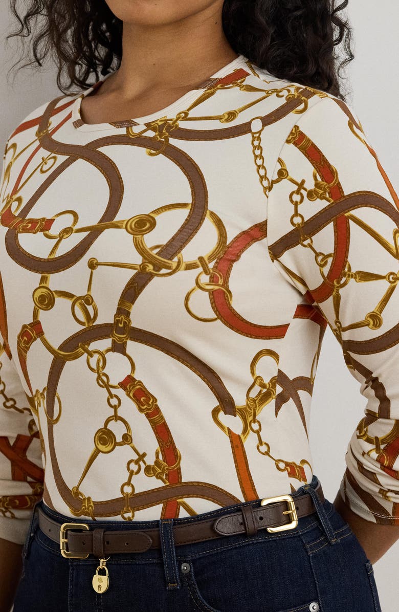 Lauren Ralph Lauren Katharin Print Top, Alternate, color, Cream Multi