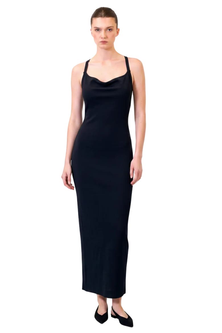 Daydreamers Cross Back Knit Maxi Dress, Alternate, color, BLACK