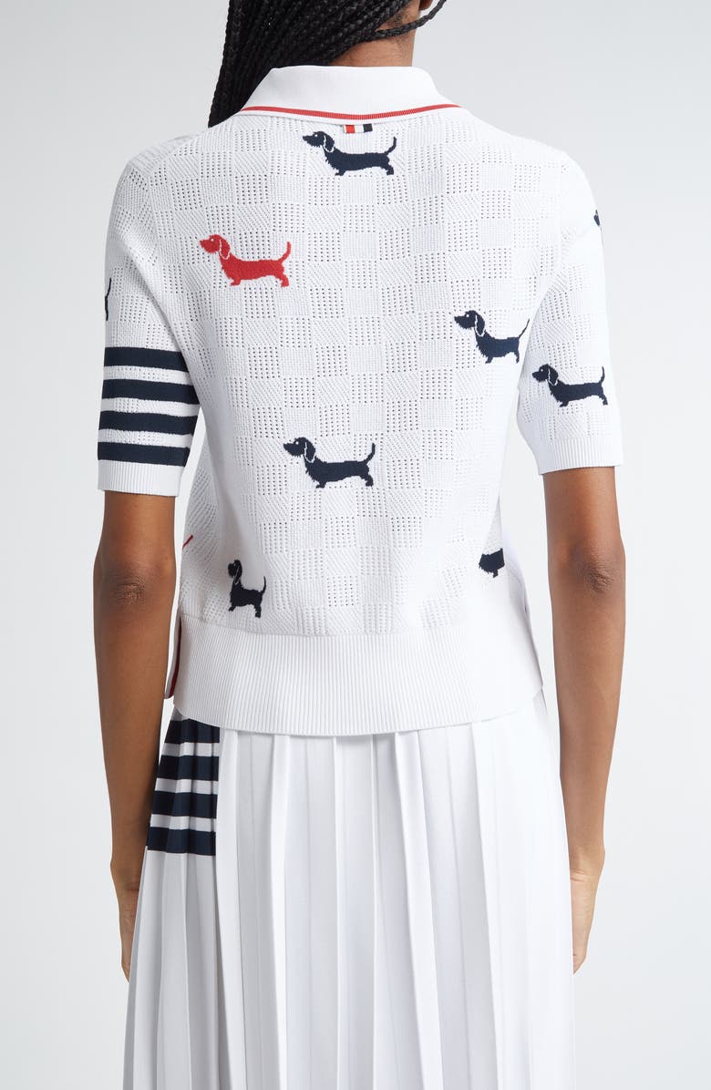Thom Browne 4-Bar Hector Intarsia Pointelle Sweater, Alternate, color, White