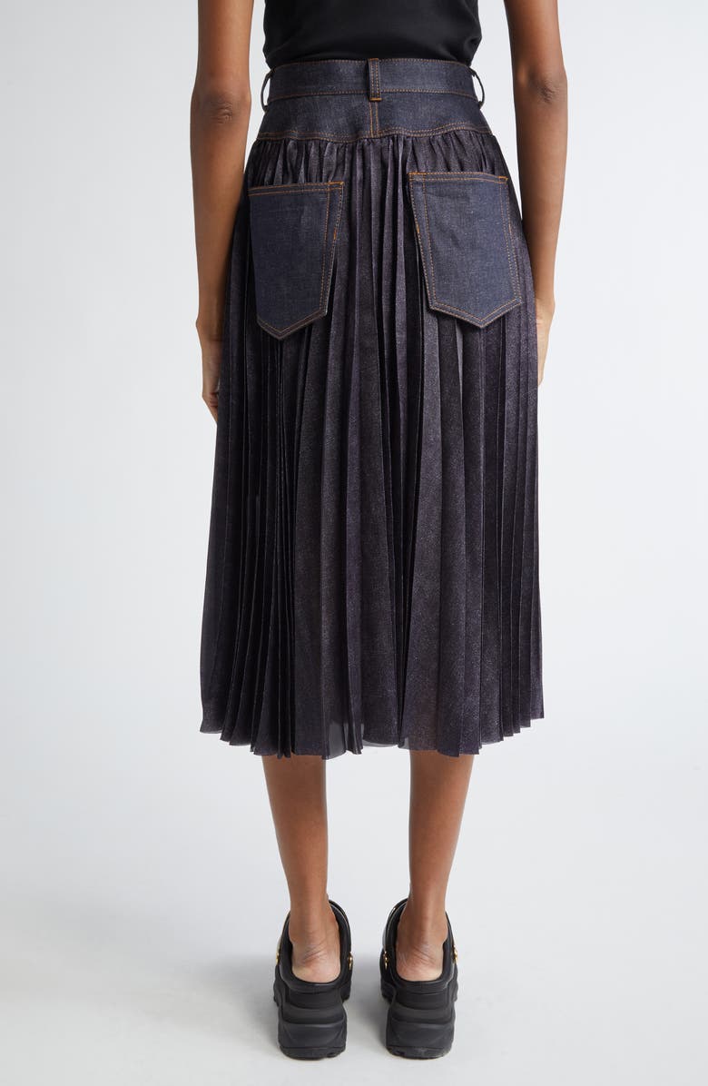 Sacai Pleated Mixed Media Wrap Skirt, Alternate, color,