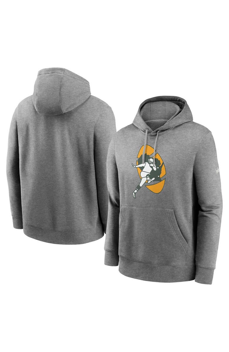 Nike Men's Nike  Heather Charcoal Green Bay Packers Big & Tall Rewind Club Fleece Pullover Hoodie, Alternate, color, 