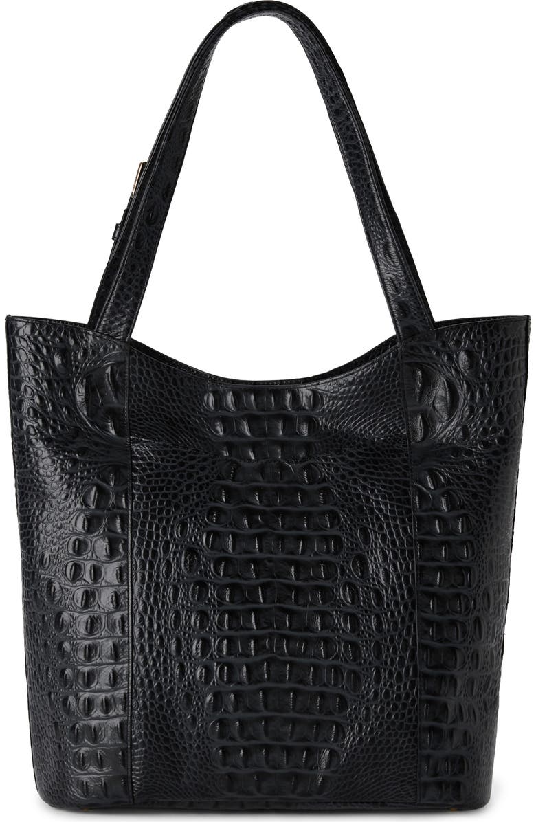 Brahmin Brayden Croc Embossed Leather Tote, Alternate, color, Black Alden Road