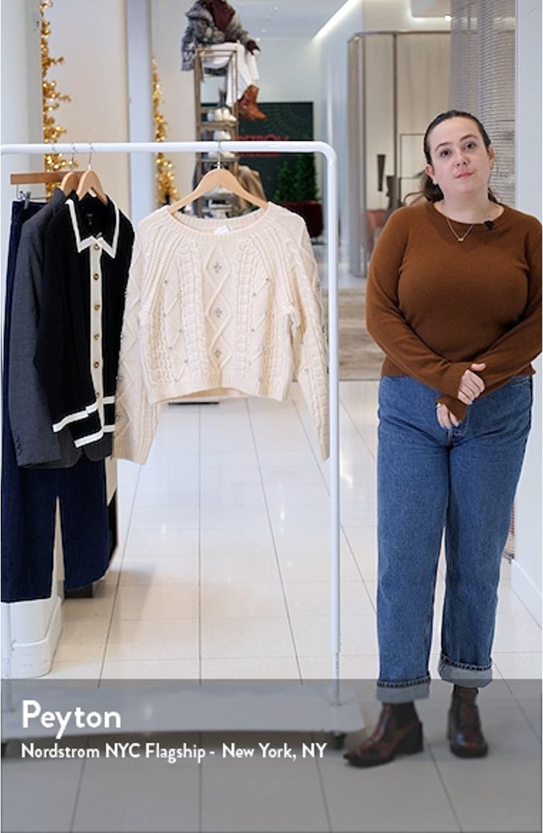 Madison Rhinestone Cable Stitch Crop Sweater, sales video thumbnail
