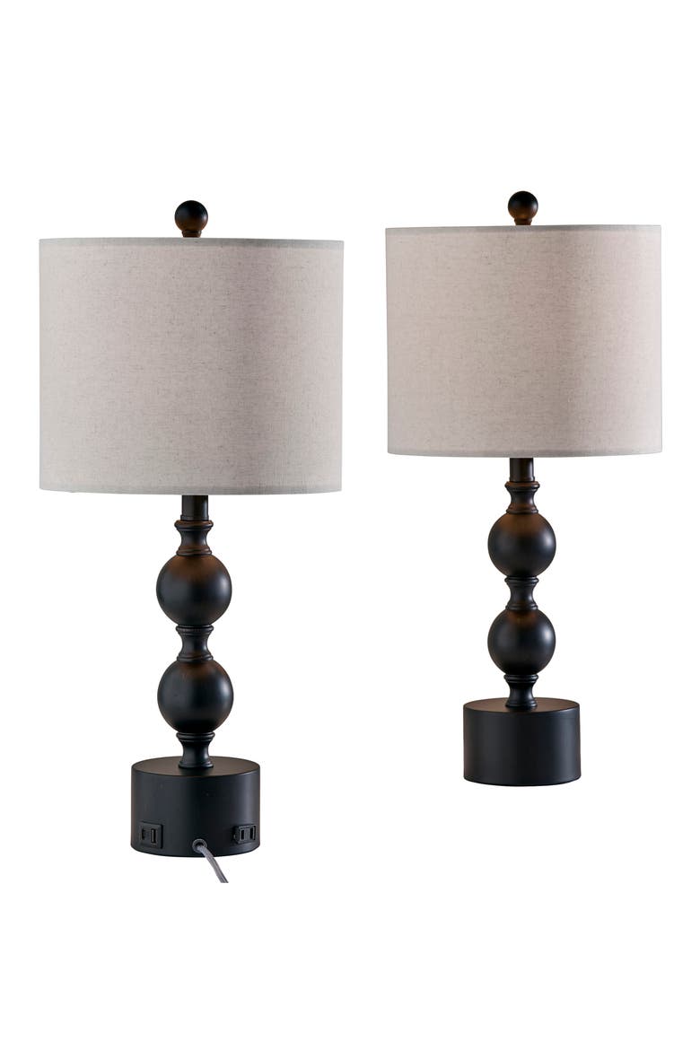 Julius Set of 2 Table Lamps, Main, color, BLACK