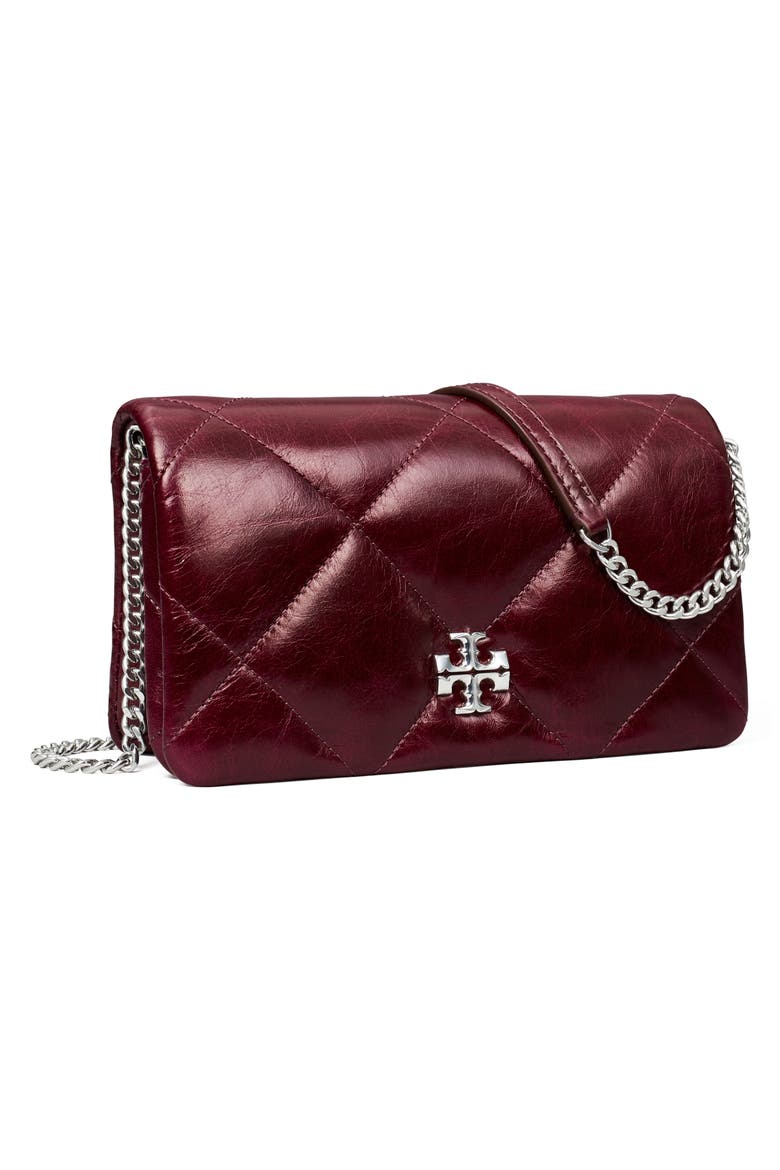 Kira Quilted Leather Wallet on a Chain, Alternate, color, DARK CARMINE