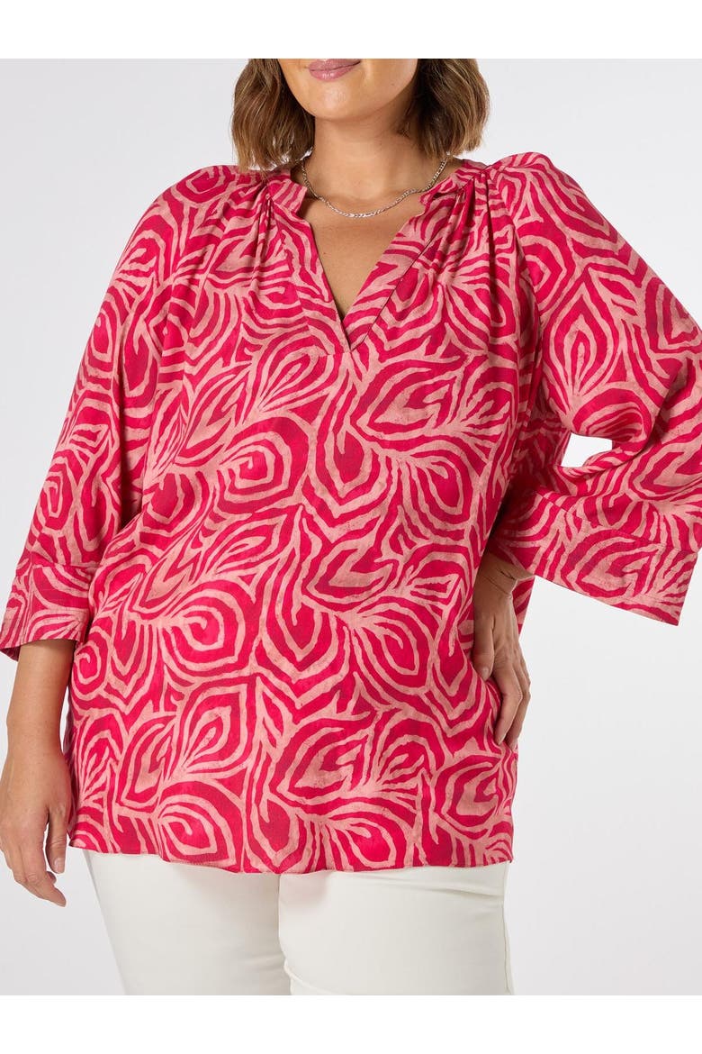 Abstract Cropped Sleeve Blouse, Alternate, color, Pink