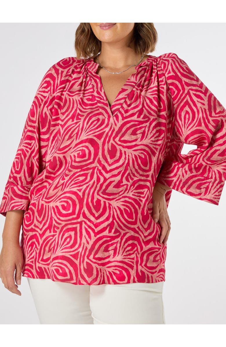 Live Unlimited Abstract Cropped Sleeve Blouse, Alternate, color, Pink