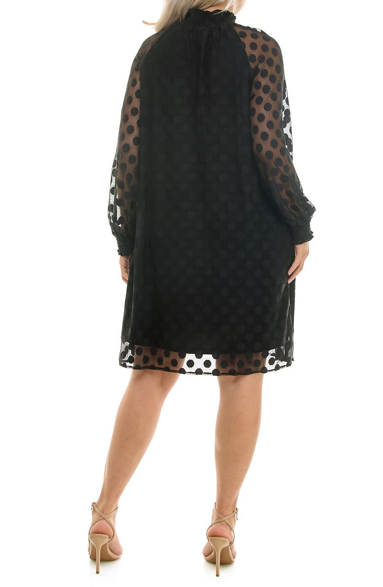 Nina Leonard Mock Neck Long Sleeve Trapeze Dress, Alternate, color, Black