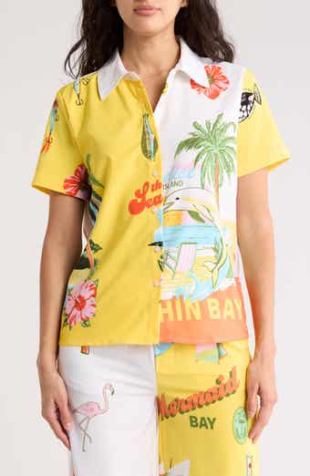 BY DESIGN Delano Colorblock Print Short Sleeve Button-Up Shirt