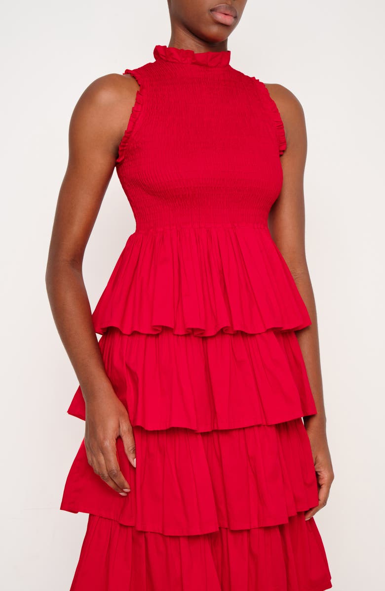 The Lulo Project The Reign Smocked Tiered Ruffle Maxi Dress, Alternate, color, Red 09