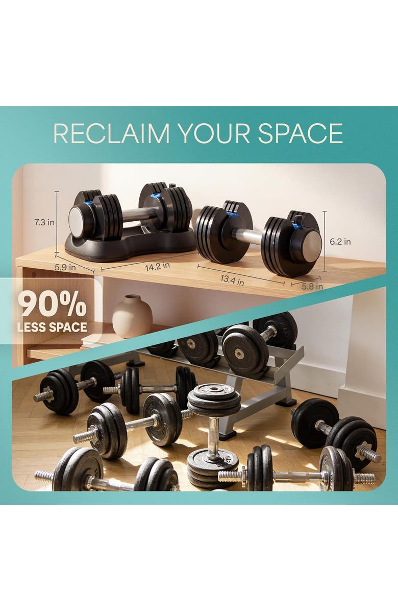 Lifepro Adjustable Dumbbell Set 25lb Quick Adjust Strength Training Weights for Home Gym, Alternate, color, 25Lb With Pin Adjust