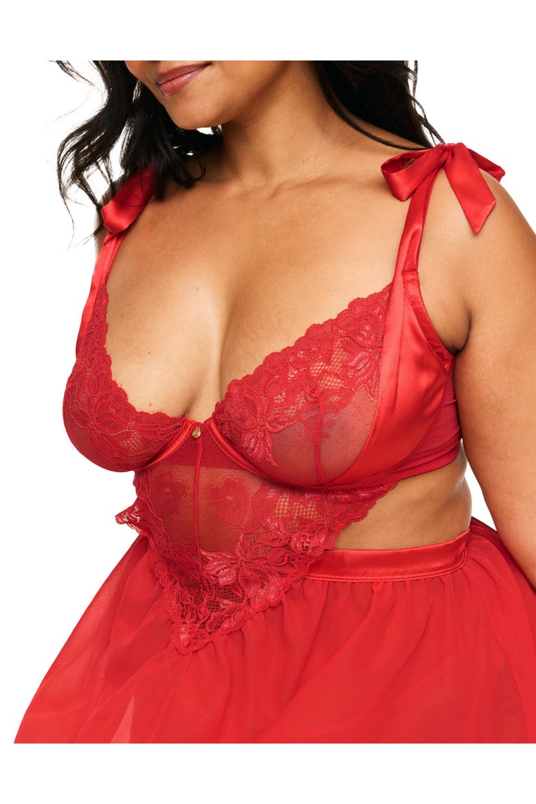 Fantasia Babydoll Lingerie, Alternate, color, Dark red