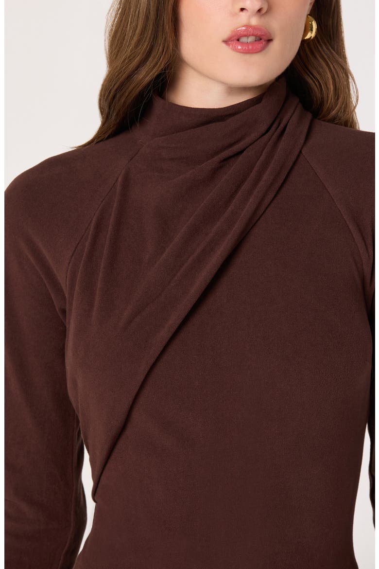 Long Sleeve Mock Neck Dress, Alternate, color, BROWN