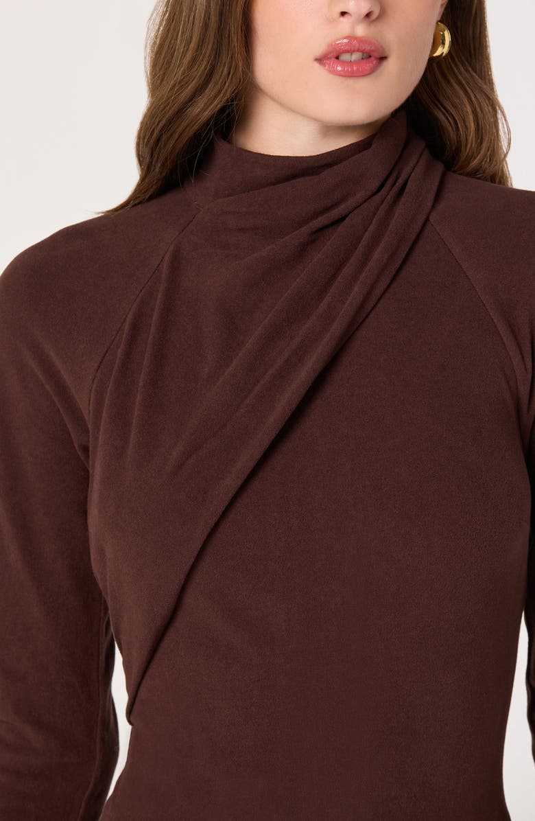 ASTR the Label Long Sleeve Mock Neck Dress, Alternate, color, Brown