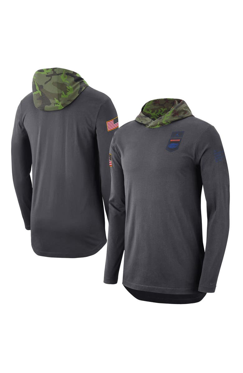 Jordan Brand Men's Nike Anthracite Florida Gators Military Long Sleeve Hoodie T-Shirt, Alternate, color, Anthracite