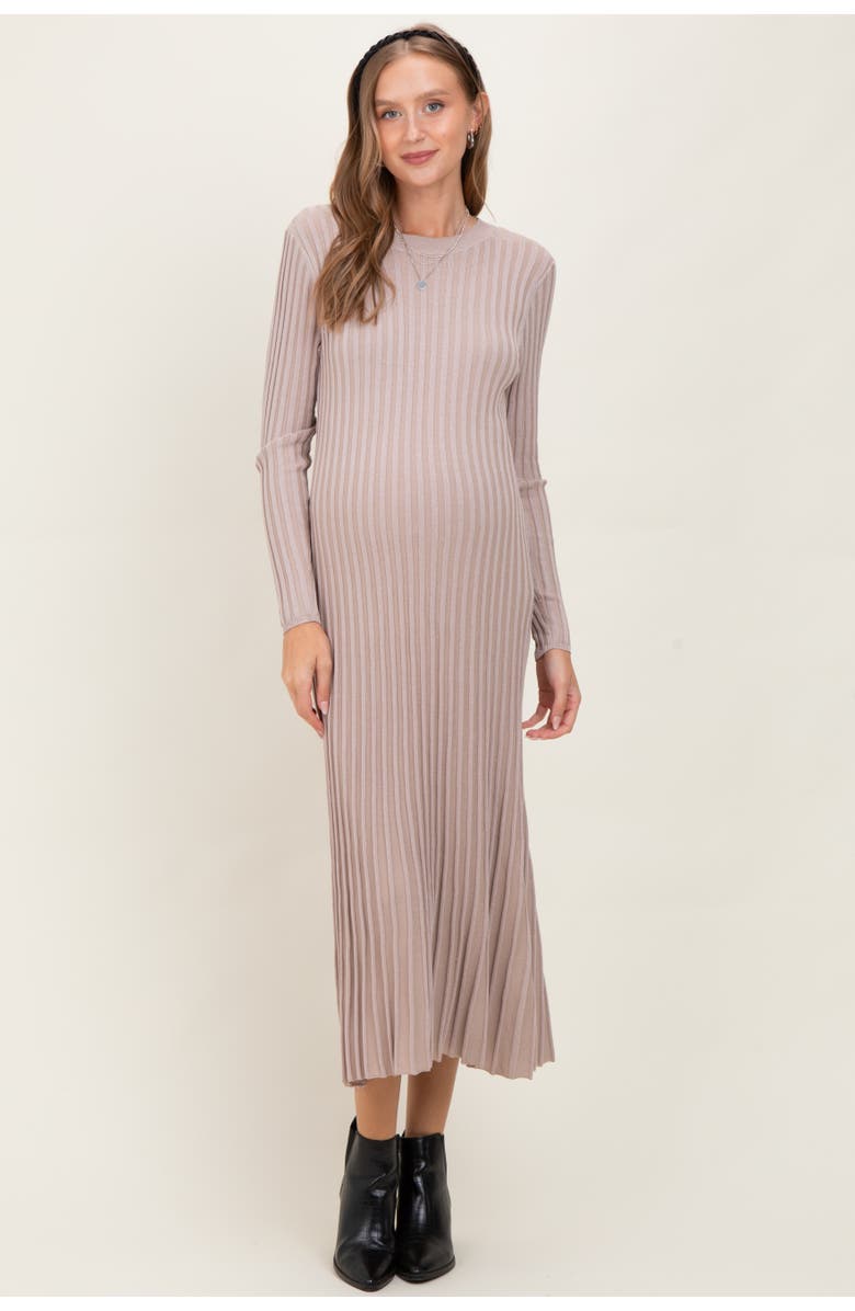 PinkBlush Thick Ribbed Knit Maxi Sweater Dress, Alternate, color, Beige