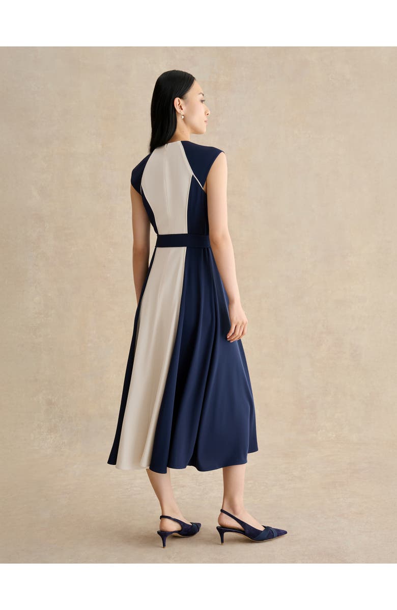HOBBS LONDON Andrea Colour Block Midi Dress, Alternate, color, Navycream