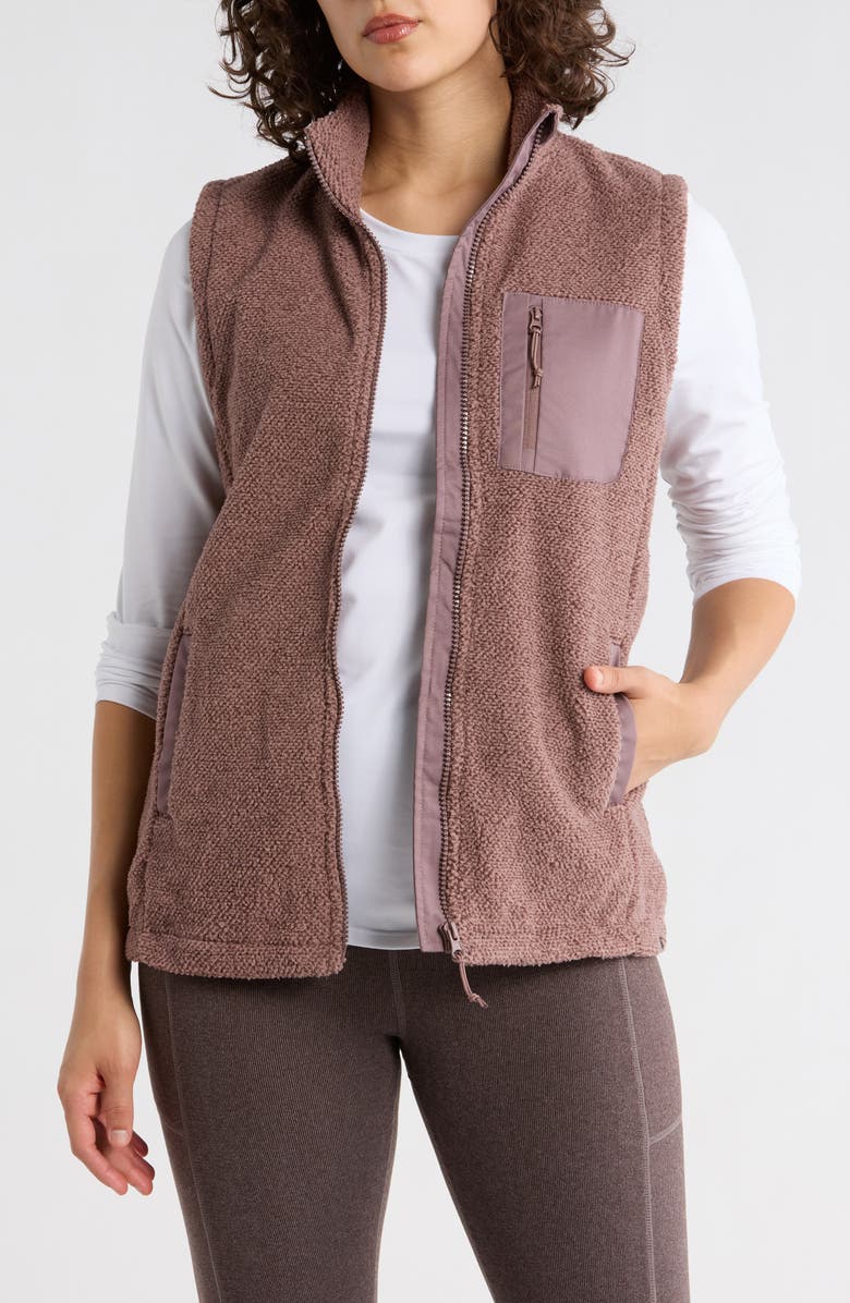 BALANCE COLLECTION Amara Fleece Knit Zip Vest, Main, color, Heather Peppercorn