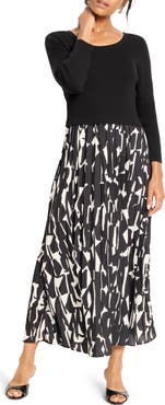 NIC+ZOE Onyx Print Long Sleeve Maxi Dress