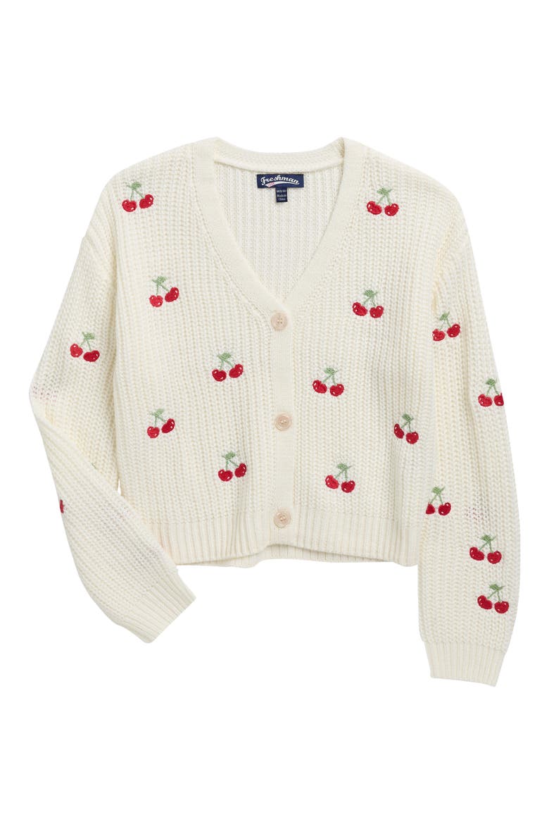 Kids' Cherry Cardigan, Main, color, EGRET