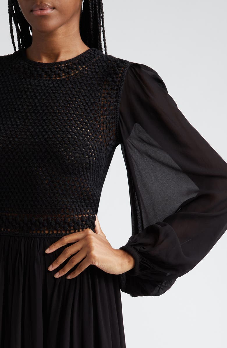 Zimmermann Luminosity Long Sleeve Crochet Bodice Maxi Dress, Alternate, color, 