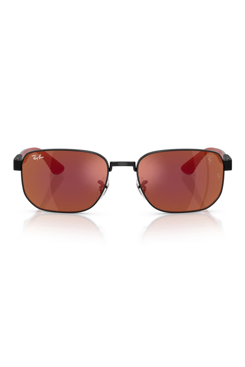 59mm Ferrari Irregular Sunglasses, Main, color, BLACK / BROWN MIRROR DARK RED