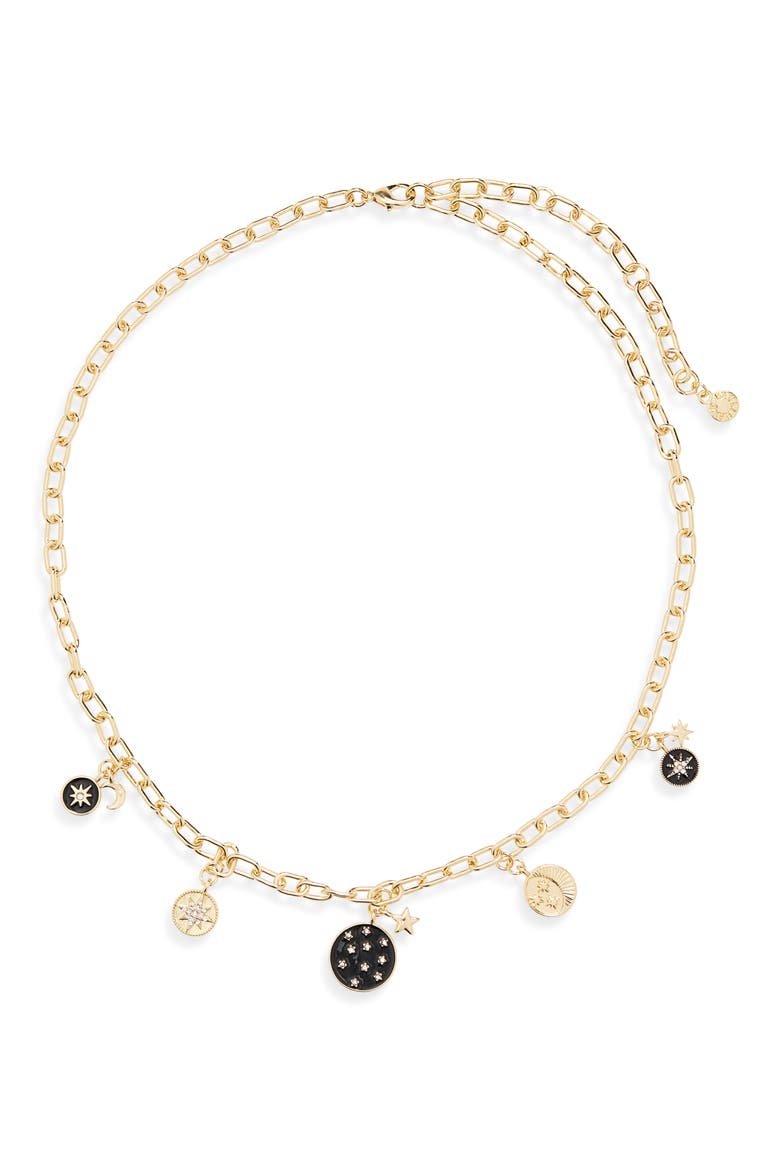 Estelle Celestial Charm Necklace, Main, color, BLACK