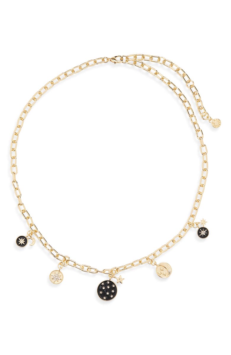 BaubleBar Soma Charm Necklace, Main, color, Black