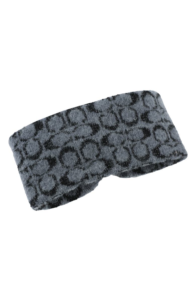 COACH Signature C Logo Metallic Wool Blend Headband, Main, color,