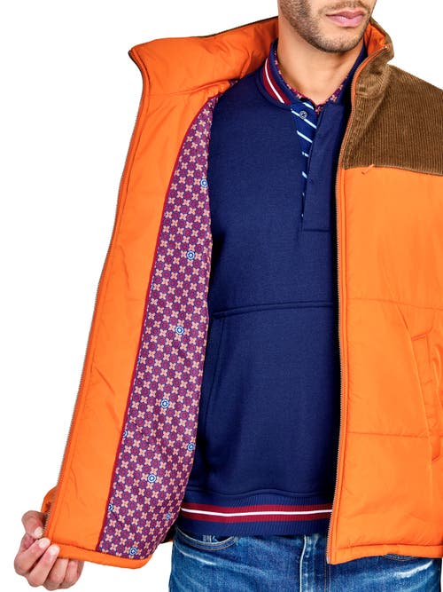 Construct Solid Puffer Jacket In Orange