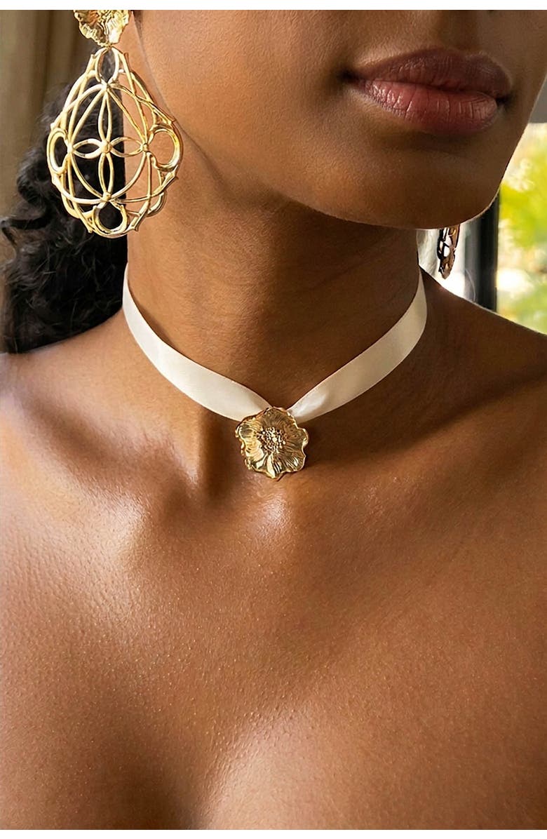 Astor & Orion Poppy Ribbon Choker, Alternate, color, Gold