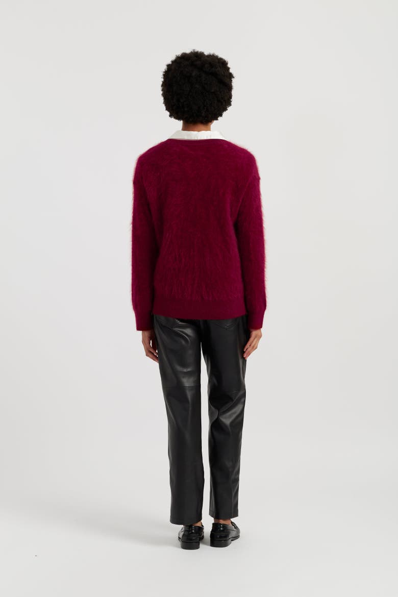 Brushed Cashmere Crew Neck Sweater, Alternate, color, Cherry