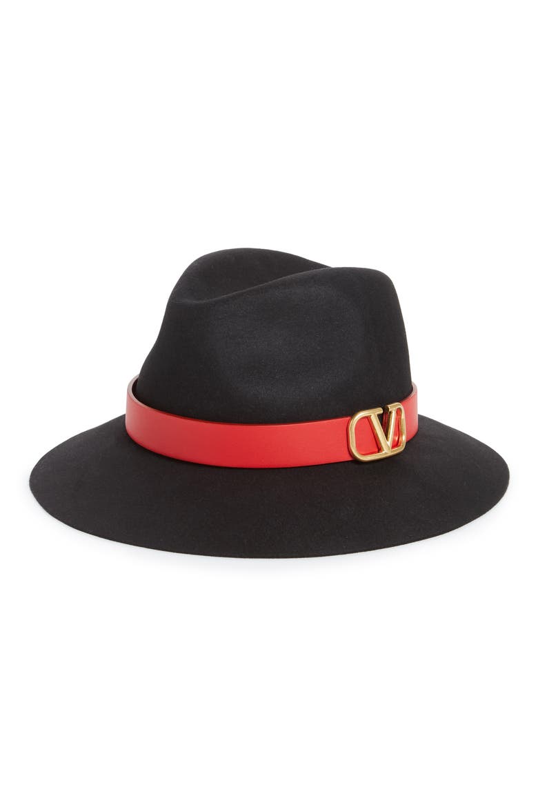 Logo Band Felt Fedora, Main, color, NERO/ ROUGE PUR
