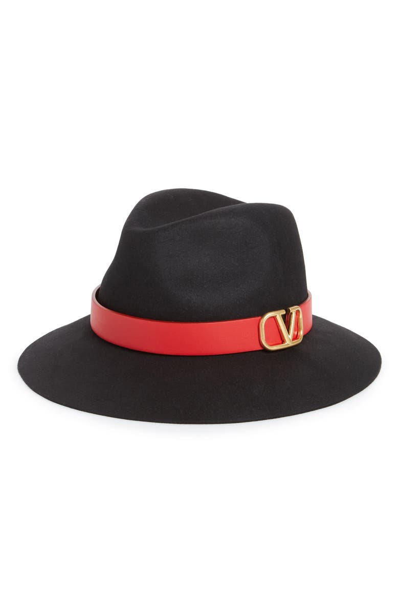 Valentino Garavani Logo Band Felt Fedora, Main, color,