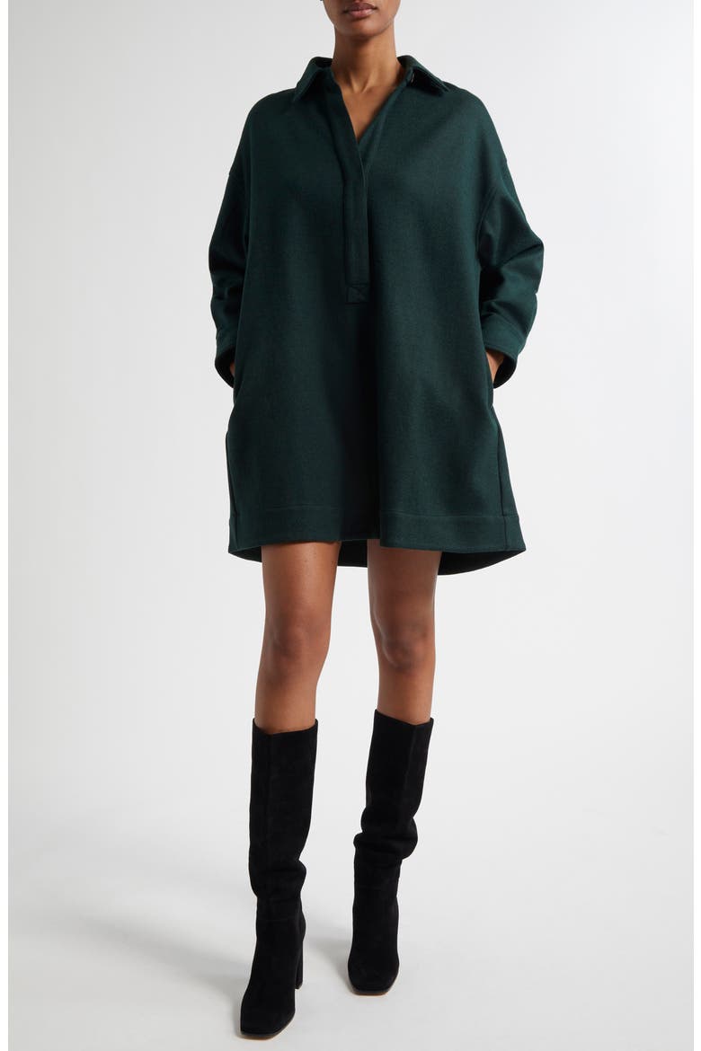 Lauren Long Sleeve Wool & Cotton Blend Minidress, Alternate, color, GREEN