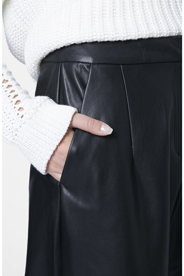 Faux Leather Culottes, Alternate, color, BLACK