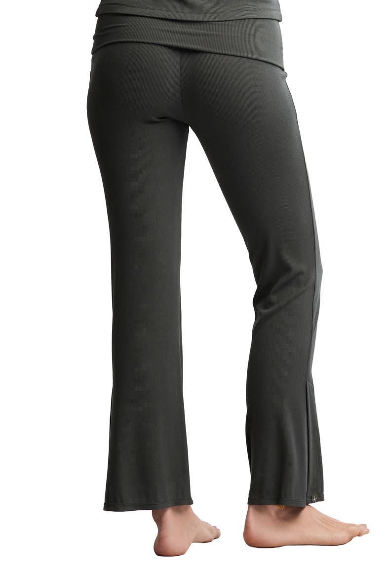 Ultra Lite® Rib Foldover Waist Flare Pants, Alternate, color, DARK MOSS