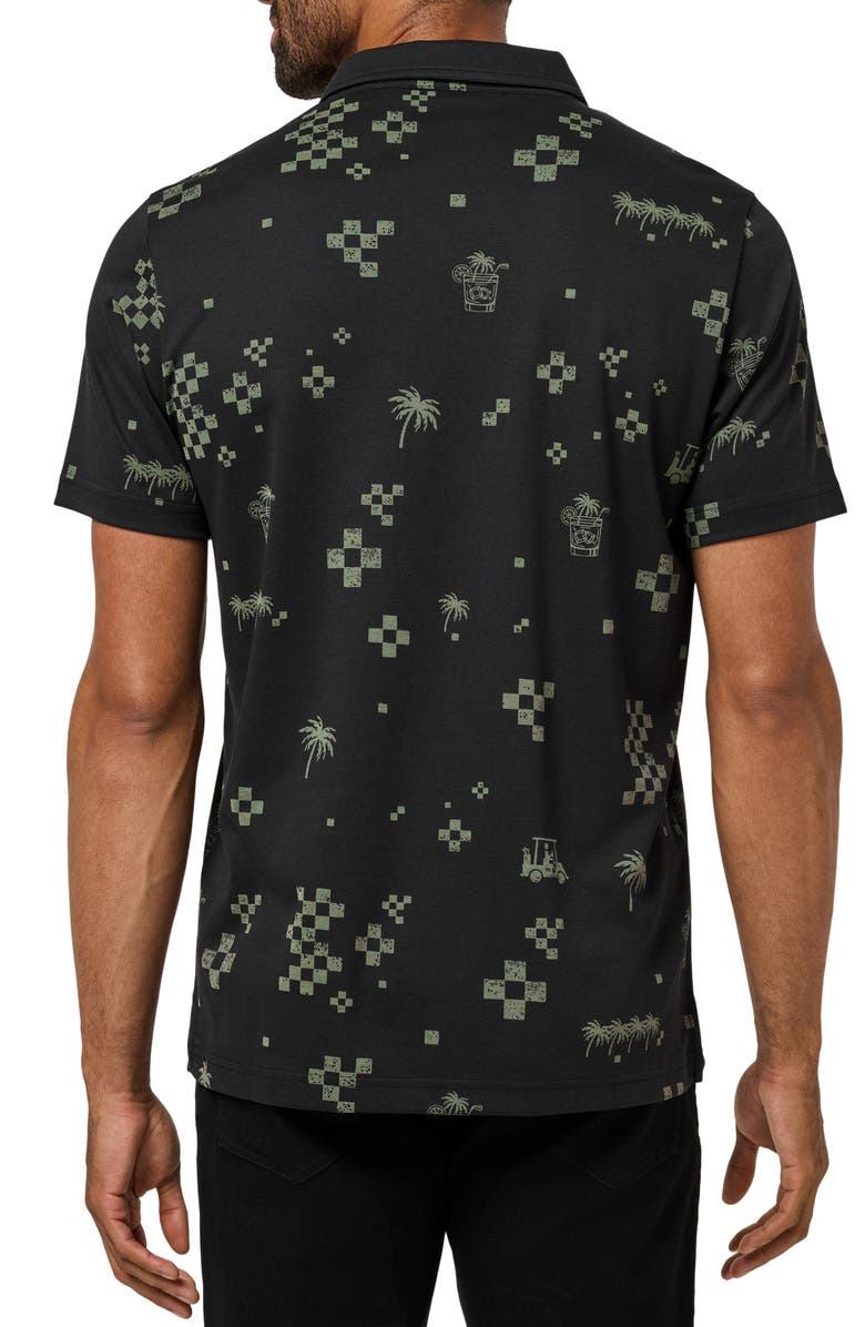 TravisMathew Beverage Cart Print Polo, Alternate, color, Black
