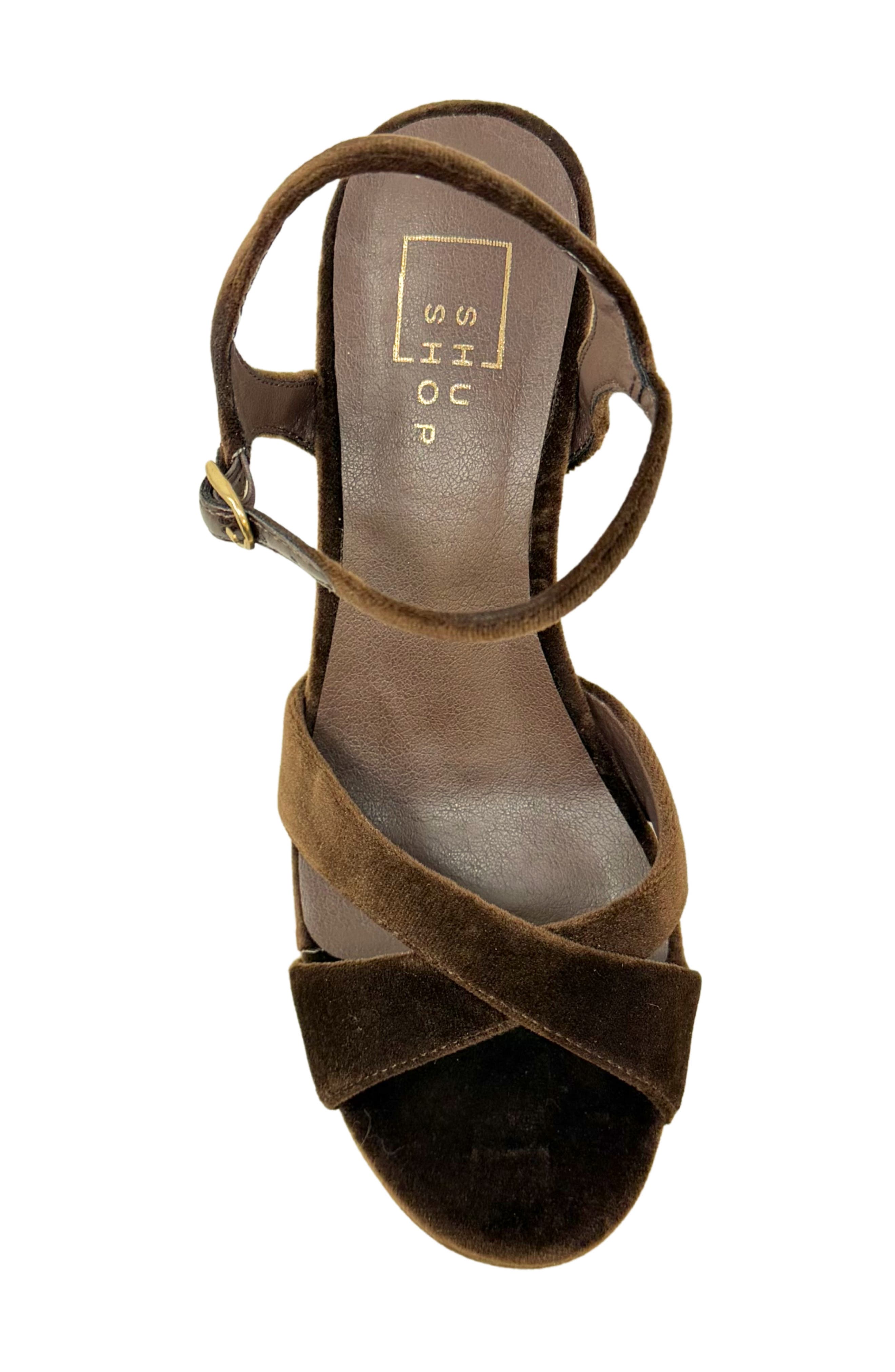 Gwen Platform Sandal, Alternate, color, BROWN VELVET