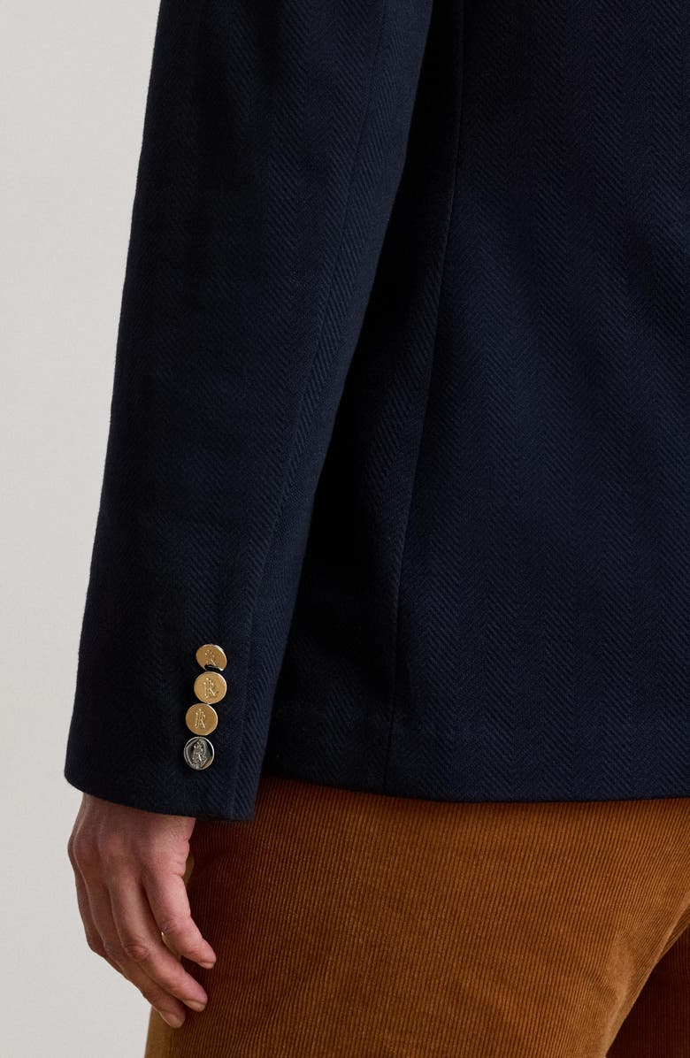 Lauren Ralph Lauren Herringbone Jacquard Buckle Blazer, Alternate, color, Lauren Navy