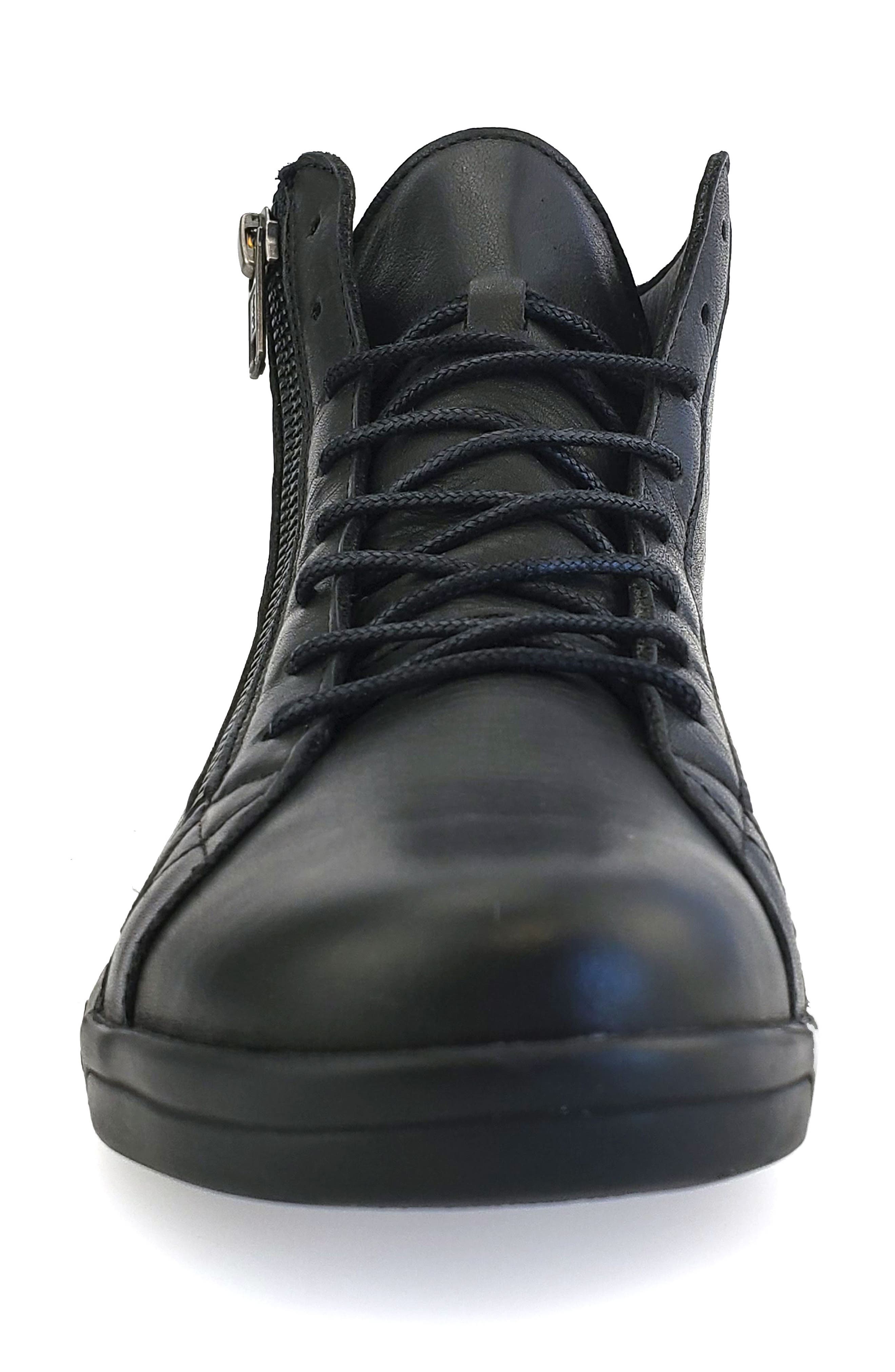 Aika High Top Sneaker, Alternate, color, ALL BLACK LEATHER
