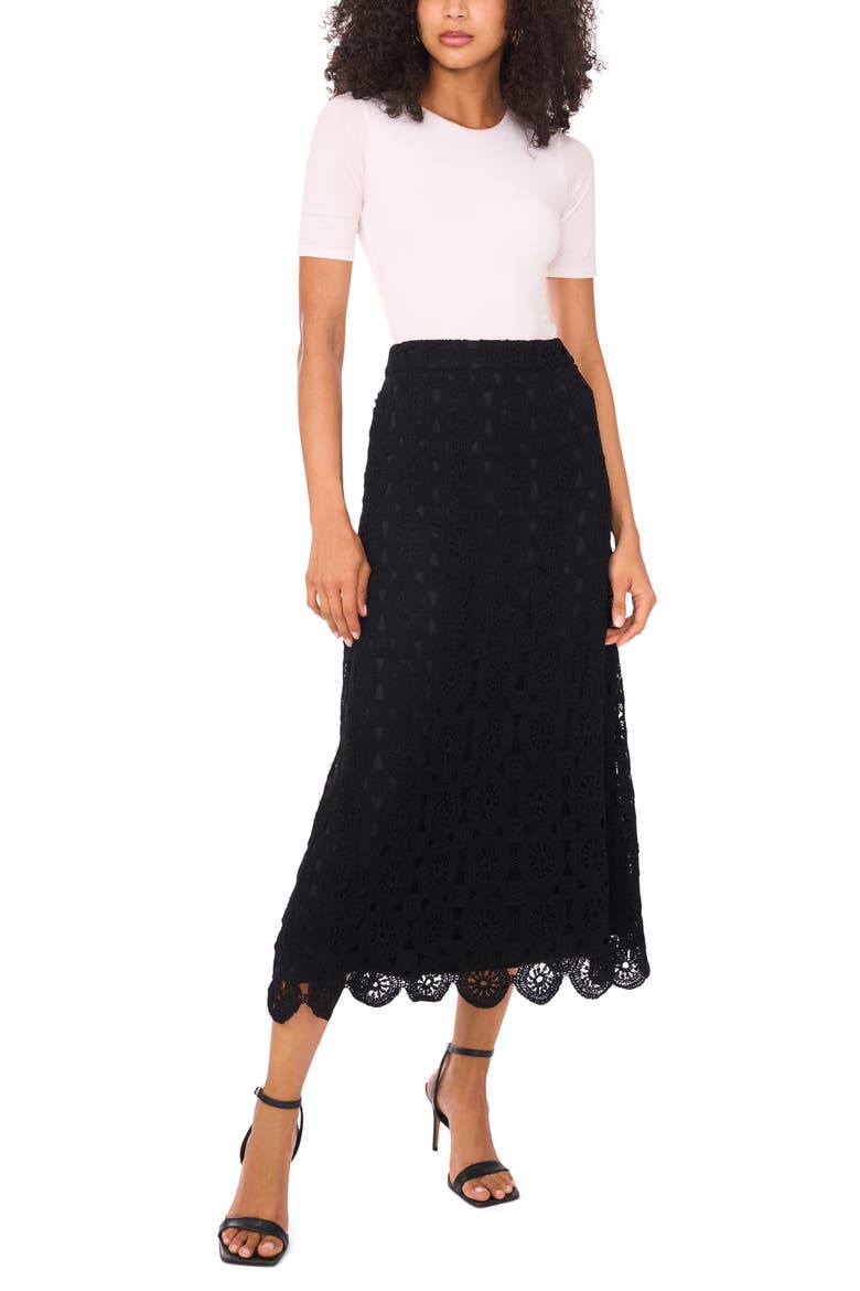 Crochet Cotton Blend Maxi Skirt, Alternate, color, RICH BLACK