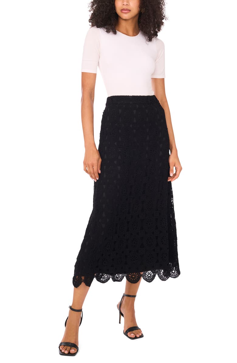 Vince Camuto Crochet Cotton Blend Maxi Skirt, Alternate, color, Rich Black