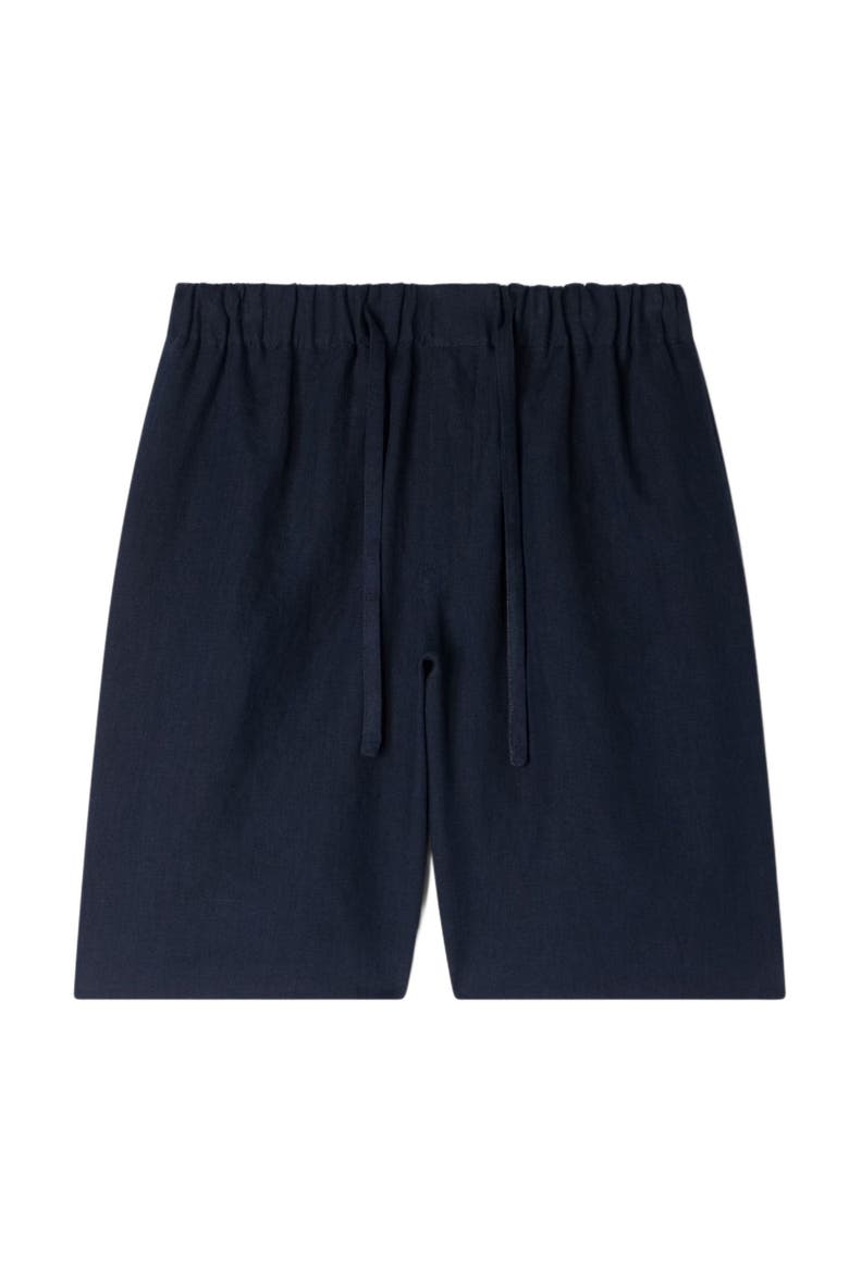 Elastic waist linen shorts, Alternate, color, Navy blue