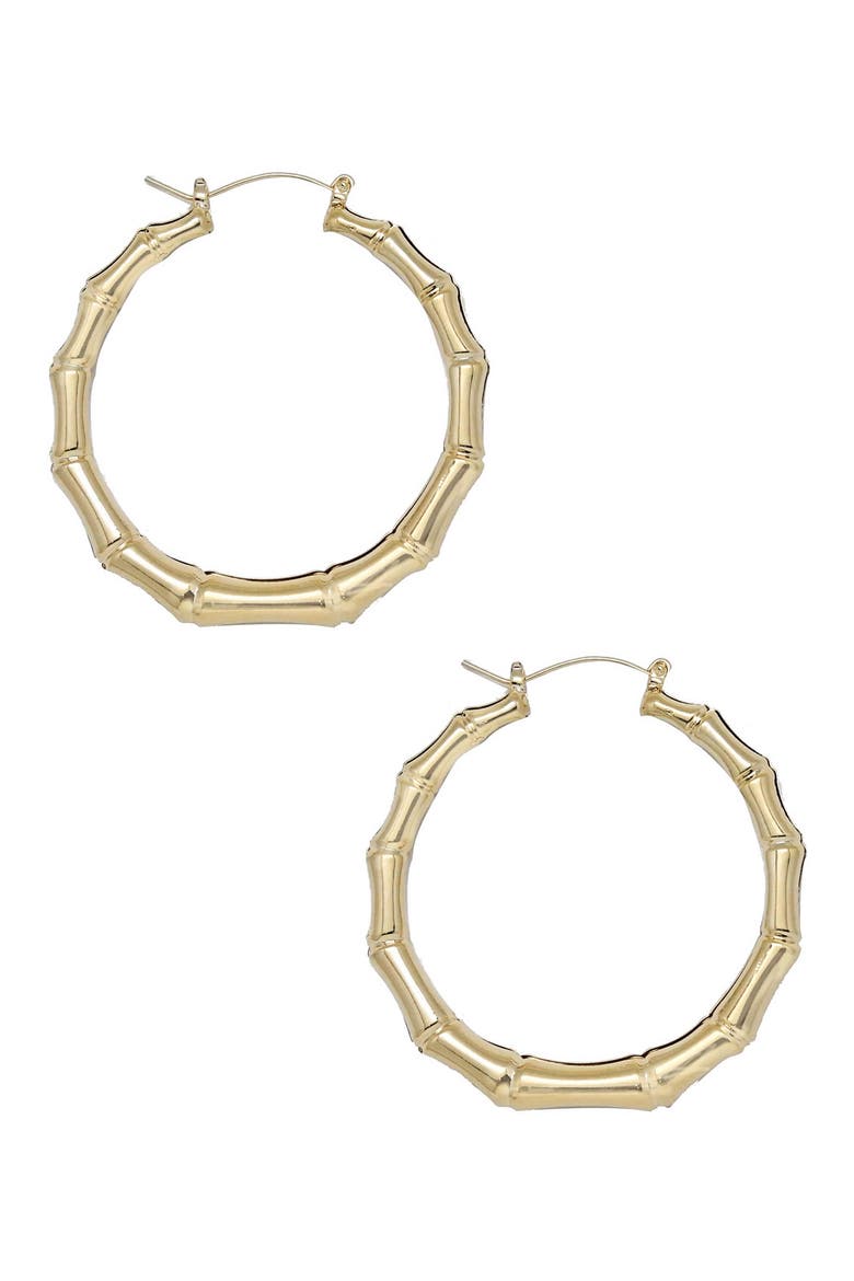 Bamboo Hoop Earrings, Main, color, GOLD