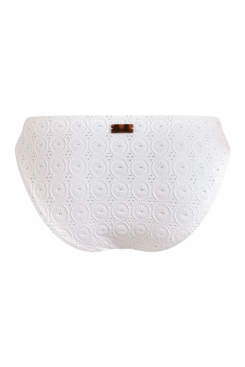 Women's Broderie Anglaise Midi Brief Bikini Bottom, Alternate, color, BLANC
