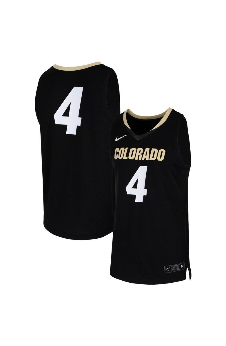 Nike Men's Nike #4 Black Colorado Buffaloes Team Replica Basketball Jersey, Main, color, Black