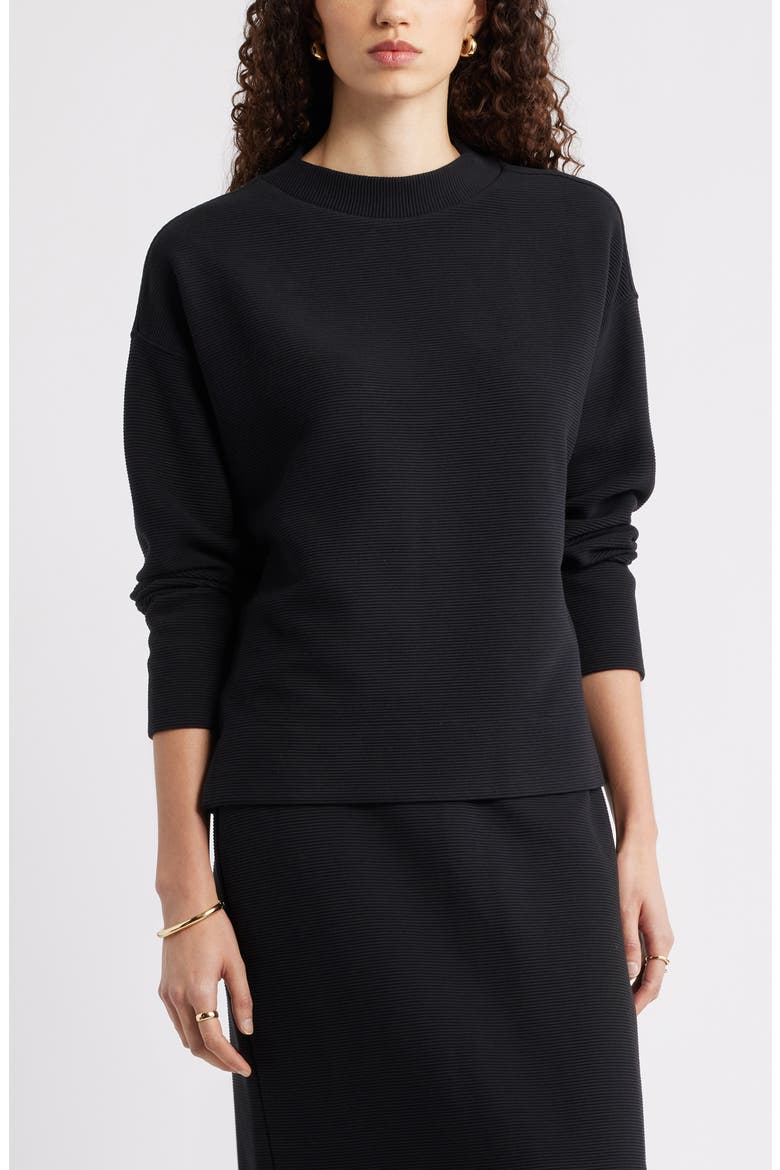 Ottoman Knit Mock Neck Sweatshirt, Main, color, BLACK